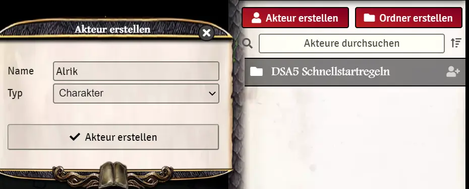 Akteur erstellen