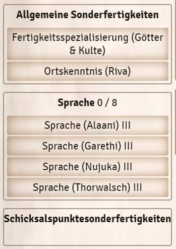 Allgemeine Sonderfertigkeiten