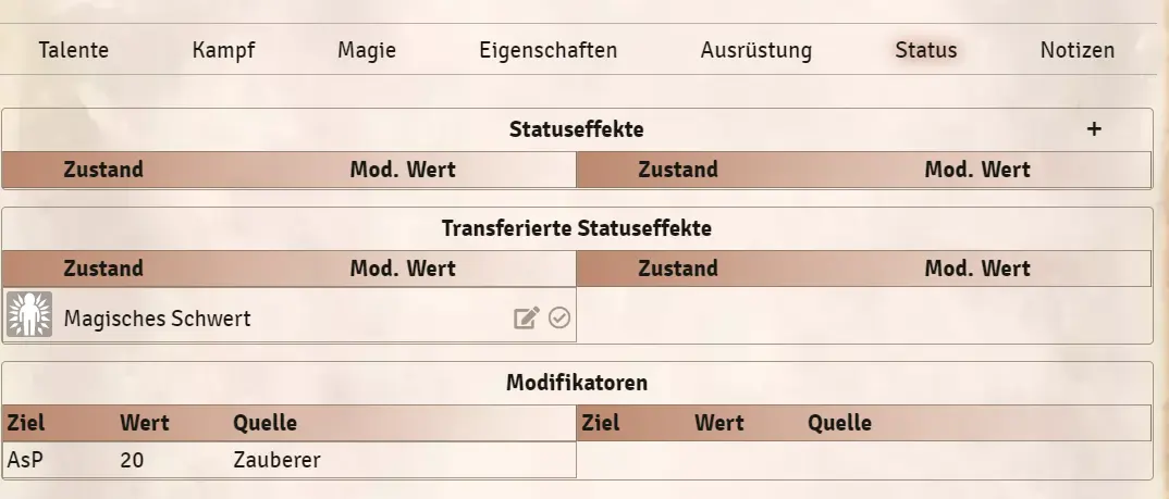 Transferierte Statuseffekte