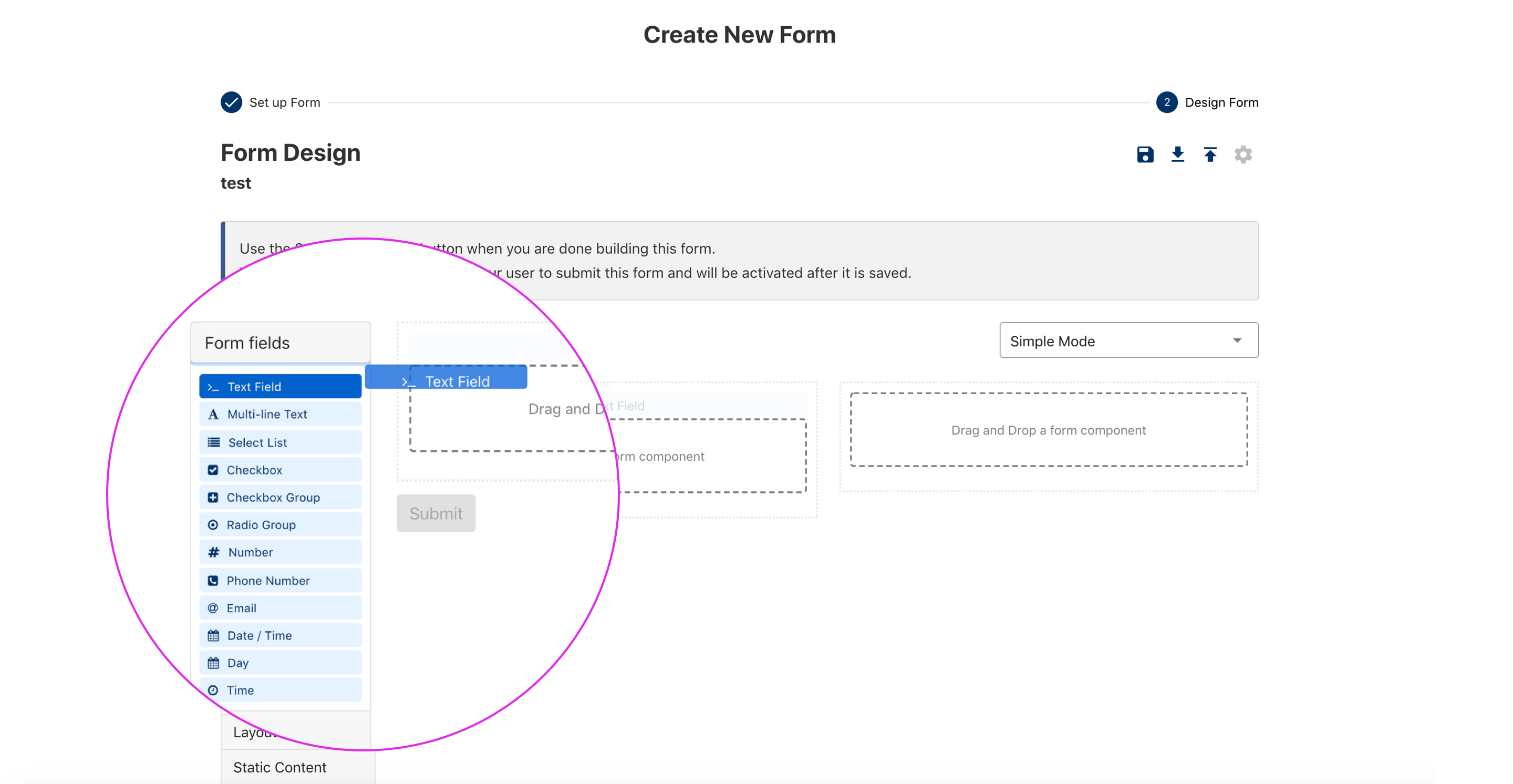 Drag and Drop form components onto your form