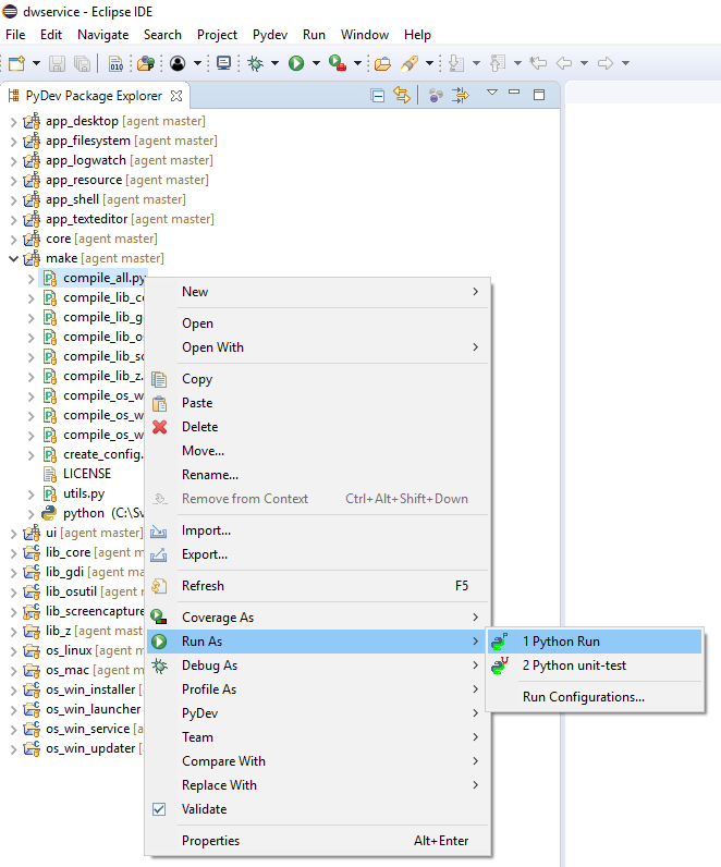 Eclipse PyDev Compile All 1