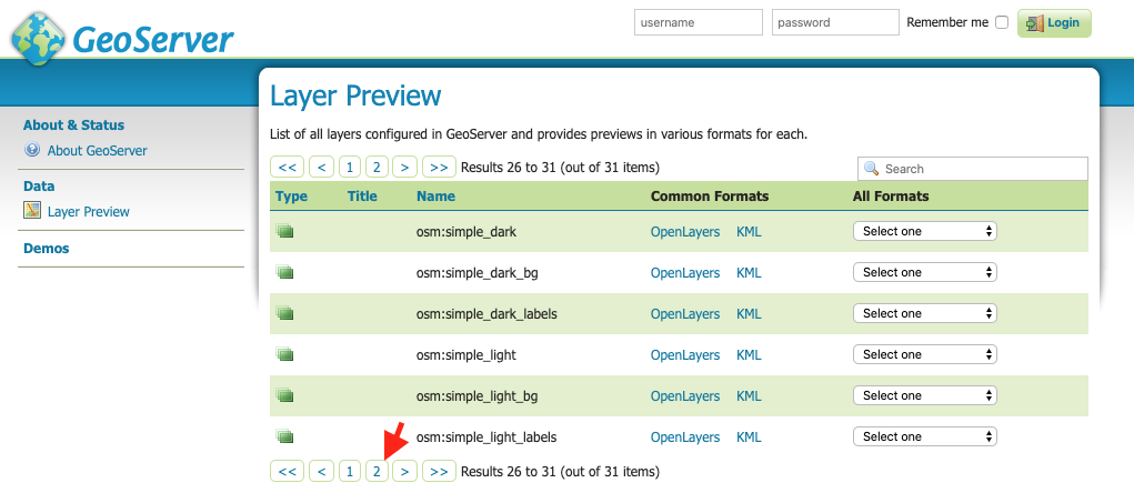 OSM Layers on 2nd Page