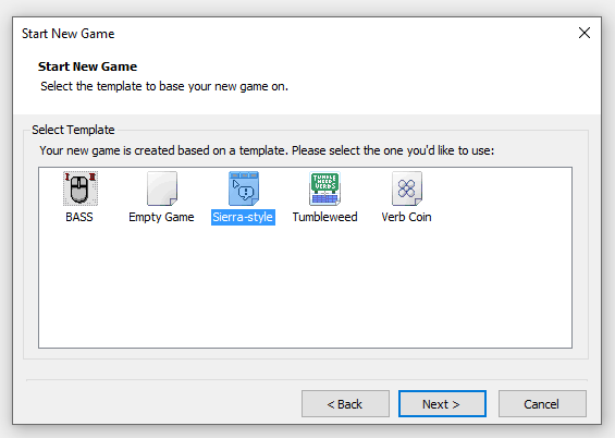 Select Template dialog