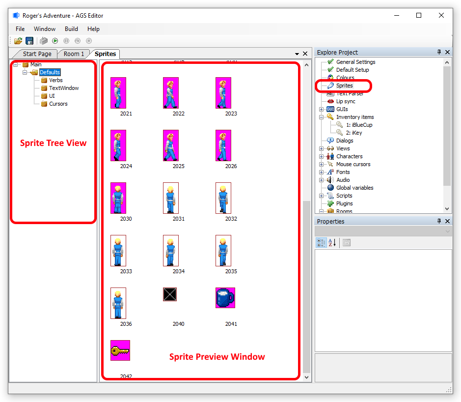 Sprite manager tab explained