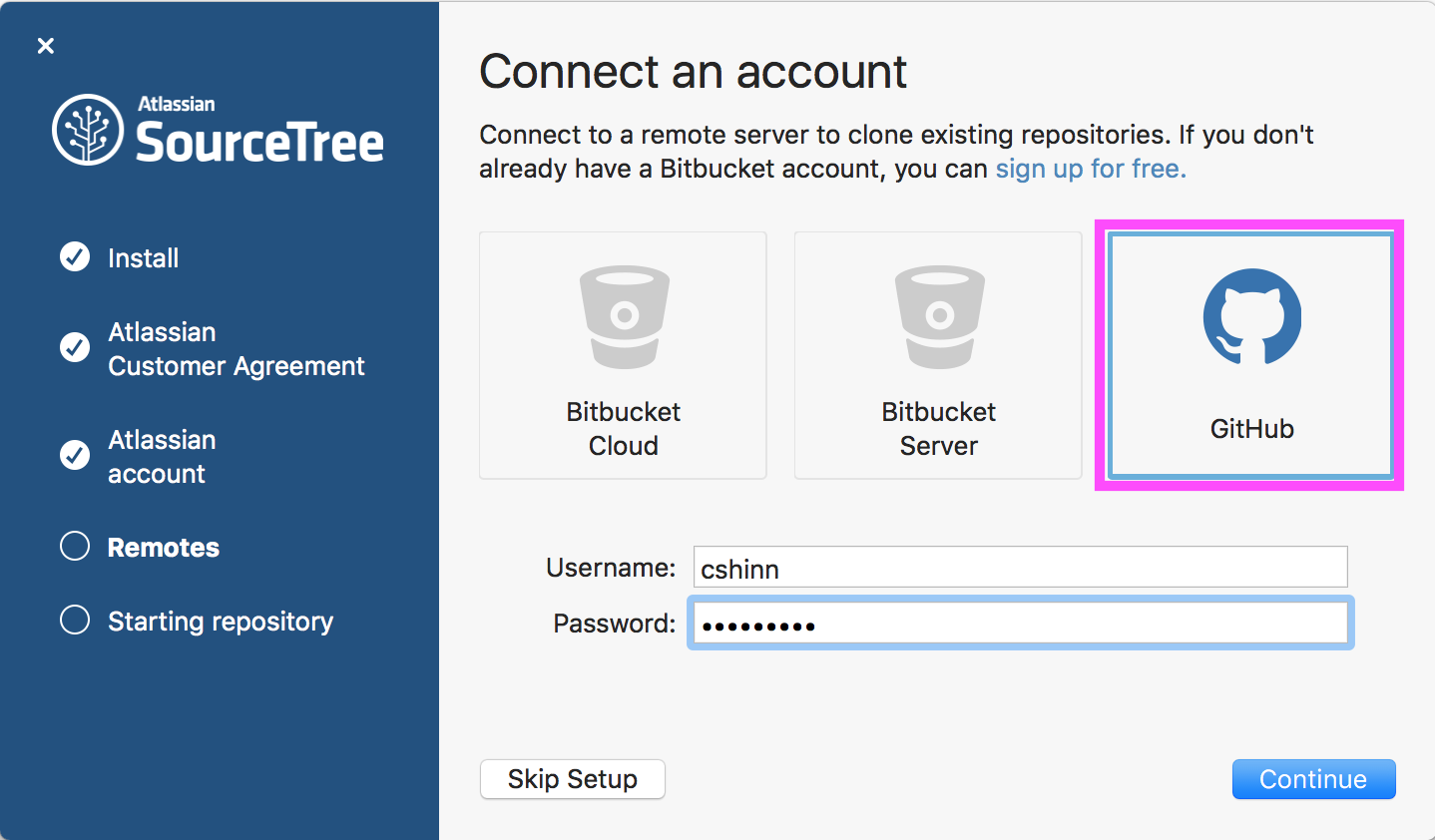 Signing into Github from SourceTree